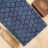 Pure Cotton Hand Block Printed Fabric - Pure Indigo